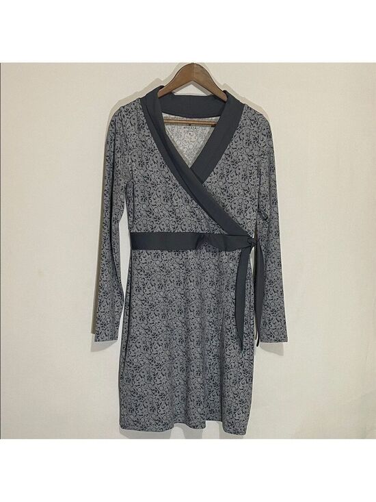 Athleta Dresses & Skirts - Athleta Gray Faux Wrap Long Sleeve Dress Sz Small